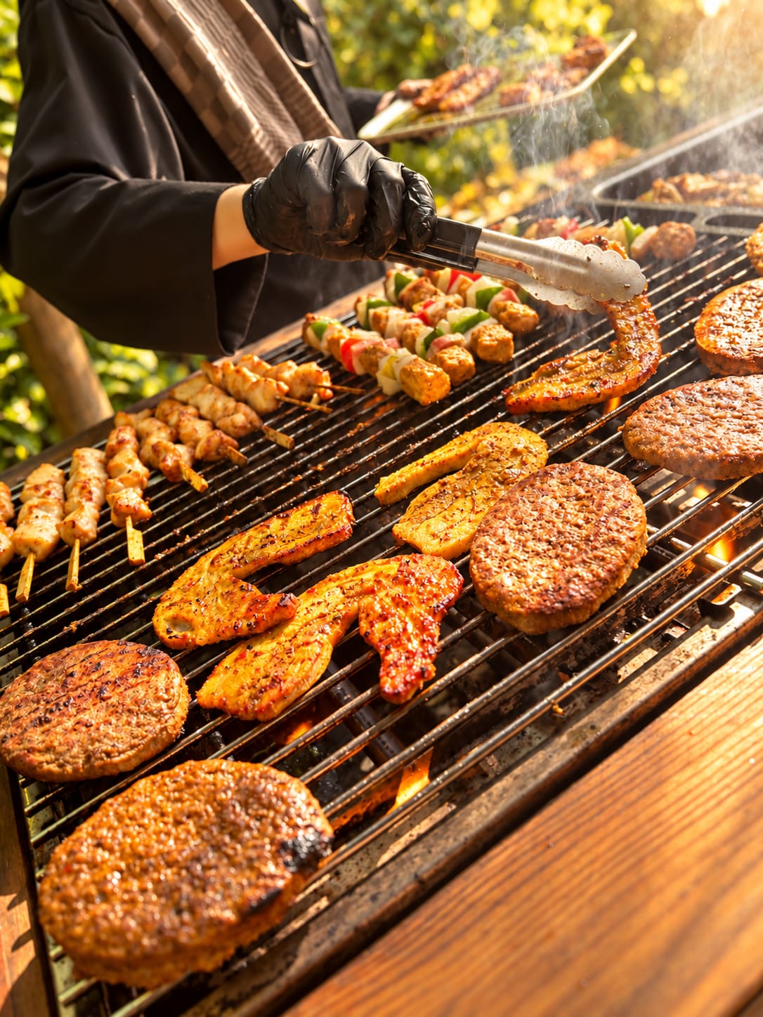 Vers van de grill op het terras